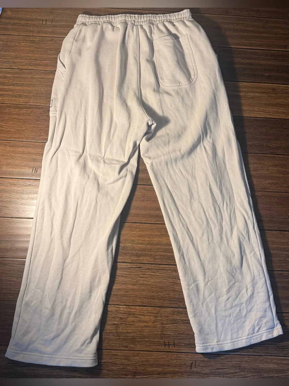 Nike Air Mens Fleece Sweatpants Cream Off White Wide Leg Joggers Size Large